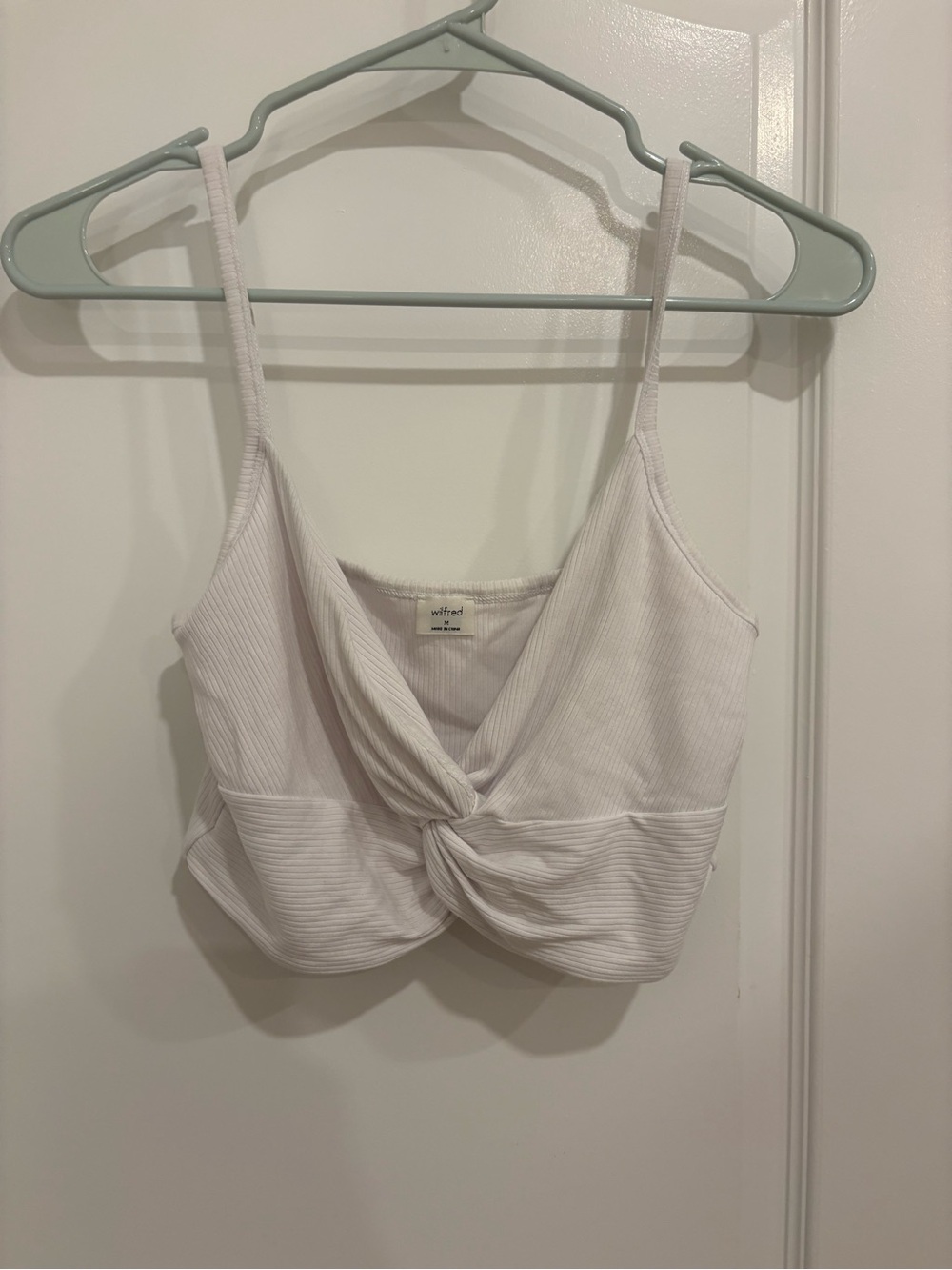 Aritzia Twist Front Ribbed White Cami